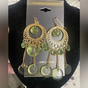 Women’s new gold, colored and green chandelier earrings‎